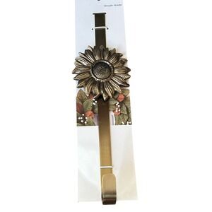 Brass Sunflower Wreath Hanger Holder Decor 15" NEW